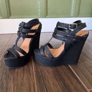 Charlotte Russe Black Wedge Sandals